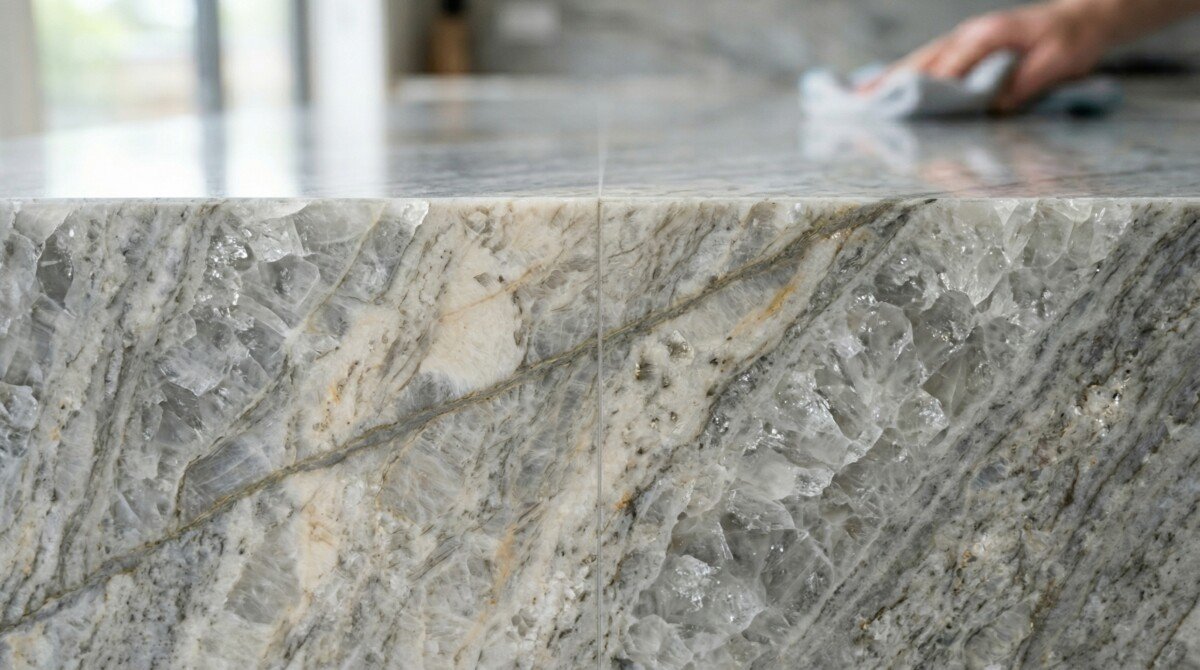 Professional countertop installation showcasing seamless joints and high-end fabrication.
