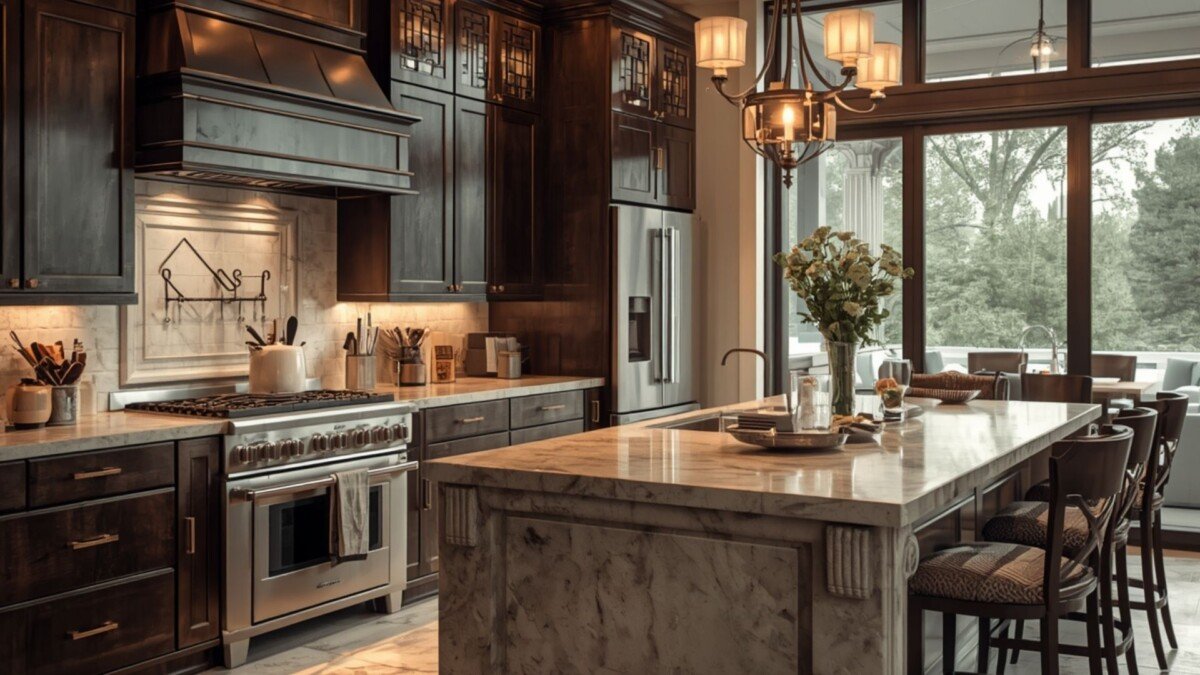 Best natural stone for kitchen island in a high-traffic modern home.